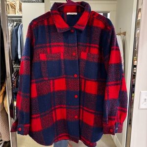Plaid Red and Blue Women's Jacket